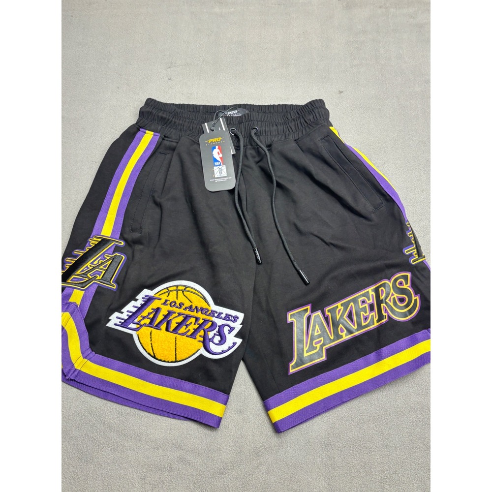 Pro Standard Los Angeles Lakers NBA Shorts Black Purple Gold Chenille Men Medium